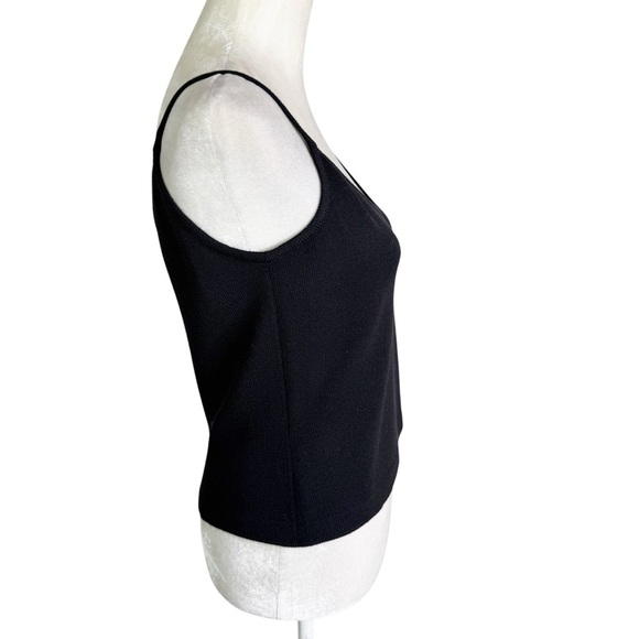 St. John Caviar Wool Blend Santana Knit Tank Camisole Top Black Size S - Picture 3 of 7